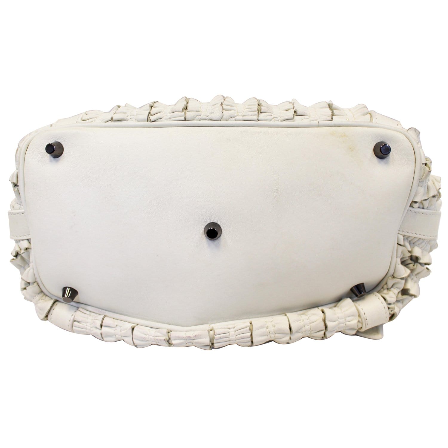BURBERRY Ruffle Small Lowry White Leather Shoulder Bag