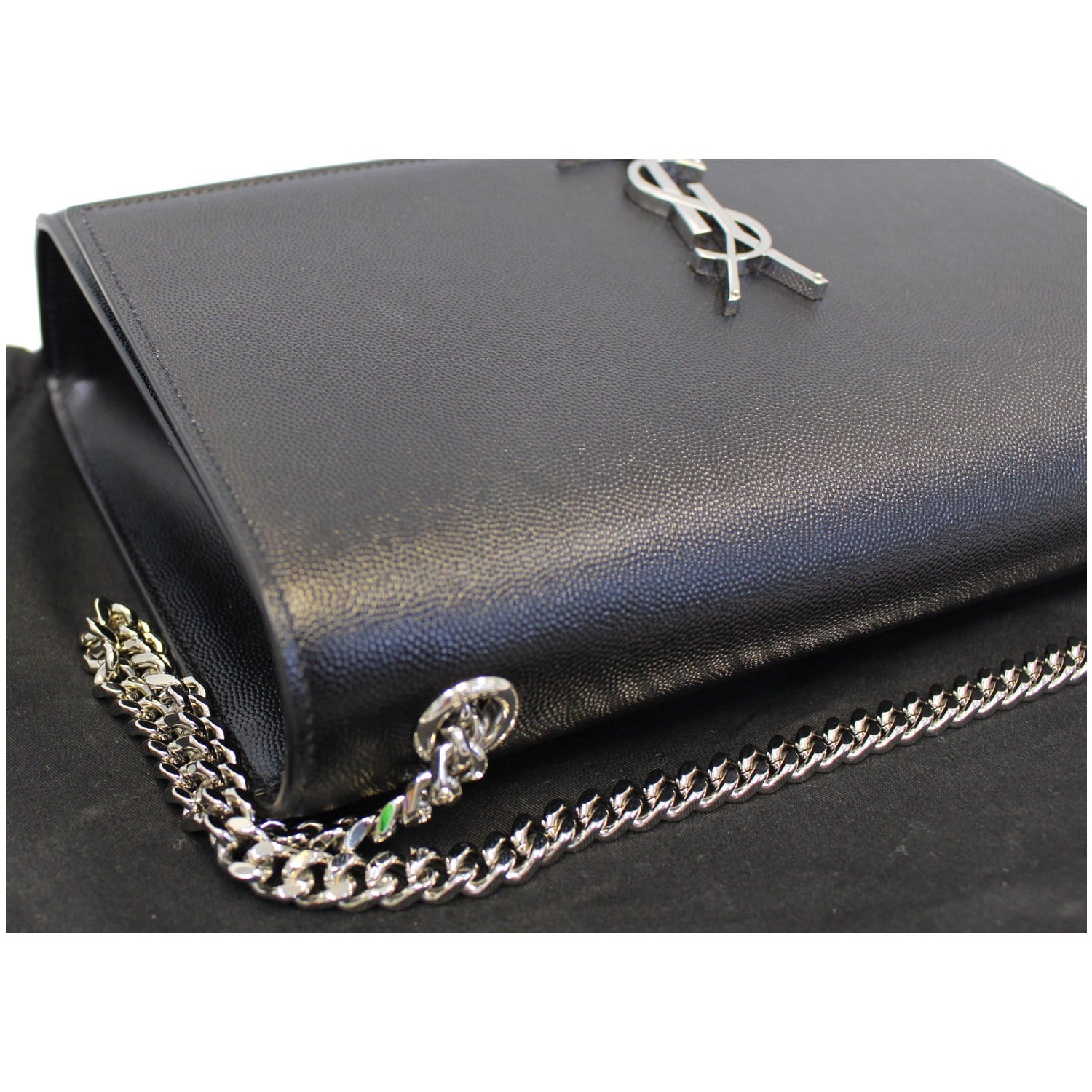 YVES SAINT LAURENT Kate Large Grain De Poudre Leather Shoulder Bag Black