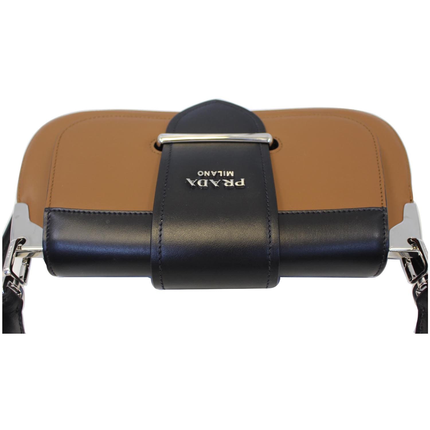 PRADA Sidonie Calf Leather Shoulder Bag Brown/Black 1BD168