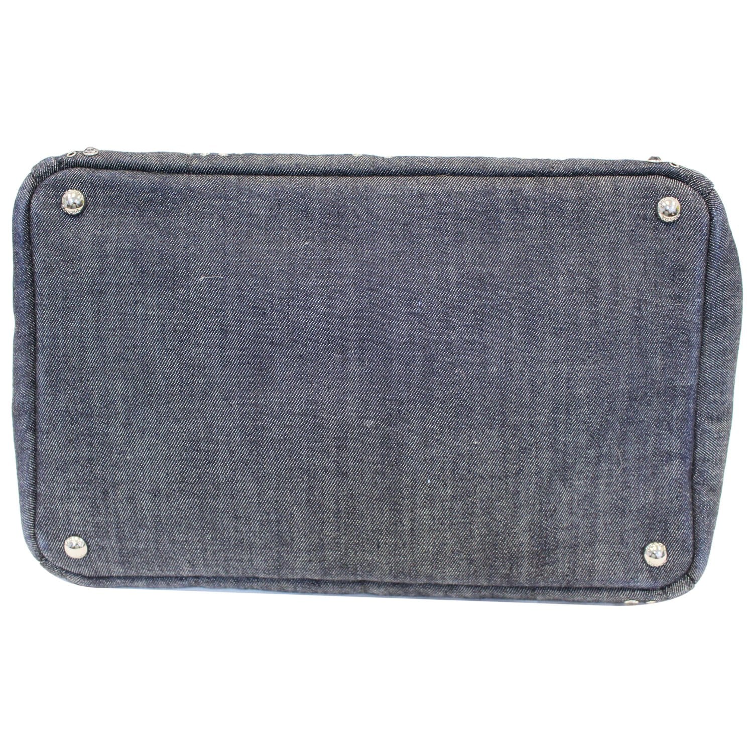 PRADA Canapa Jeweled 2way Tote Bag Denim - Last Call