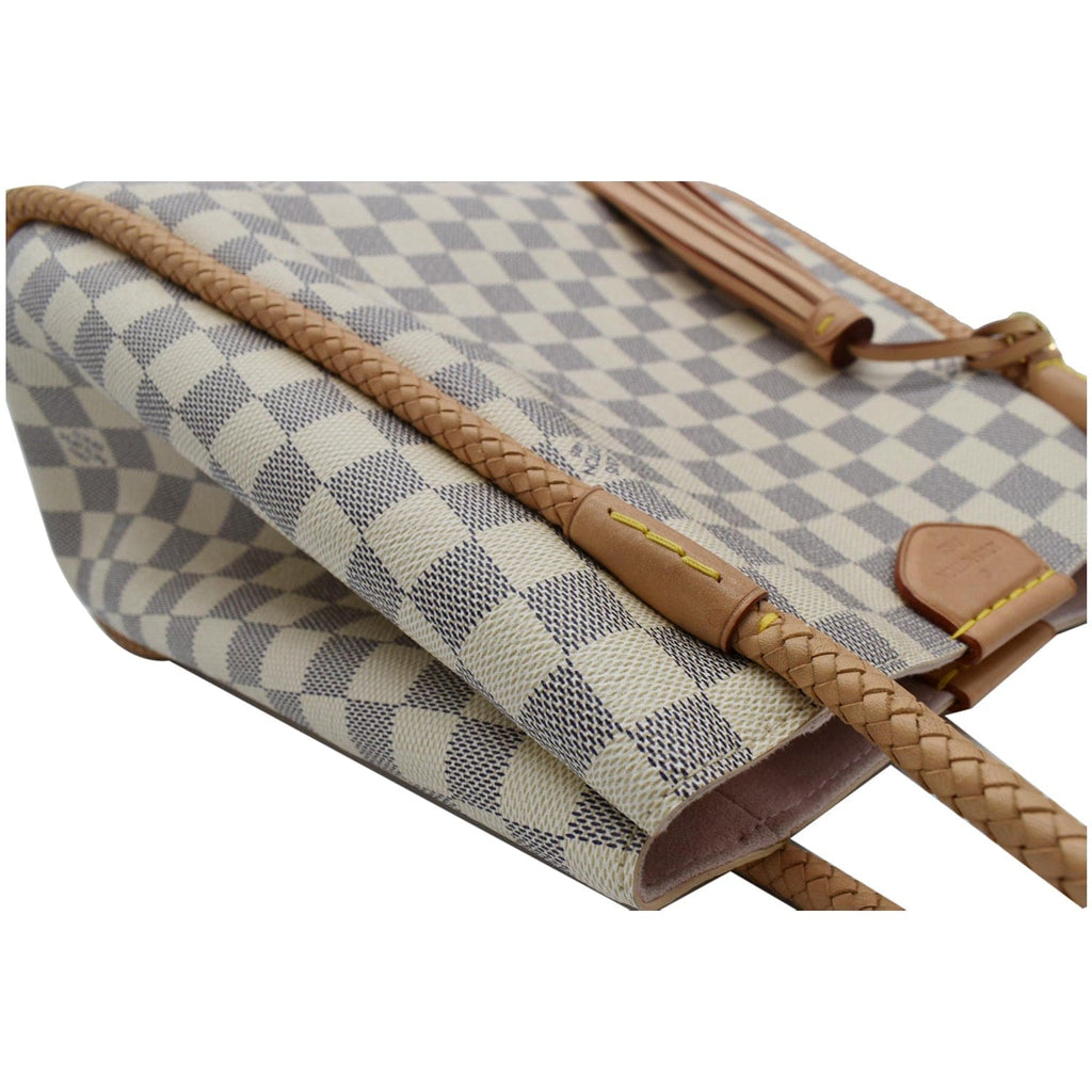 LOUIS VUITTON Propriano Damier Azur Tote Shoulder Bag White