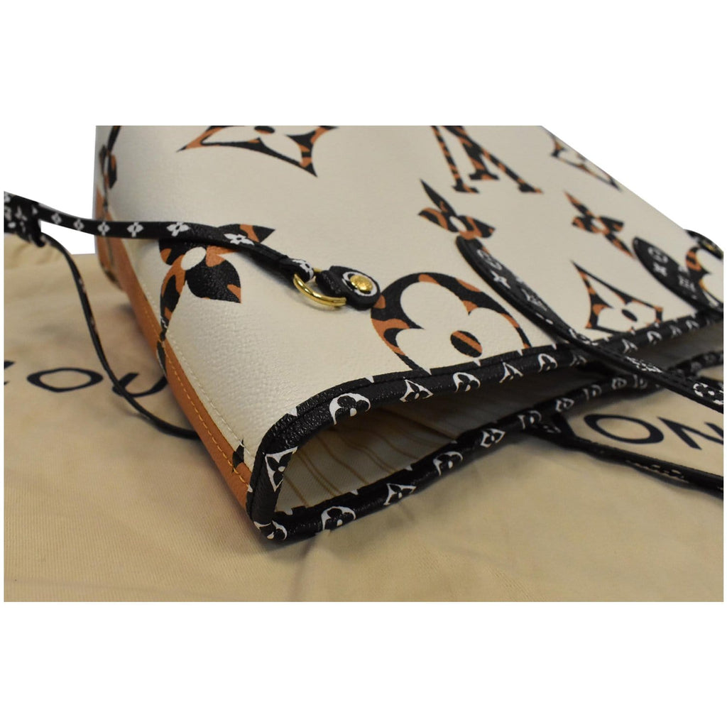 LOUIS VUITTON Neverfull MM Monogram Jungle Shoulder Bag Ivory/Orange