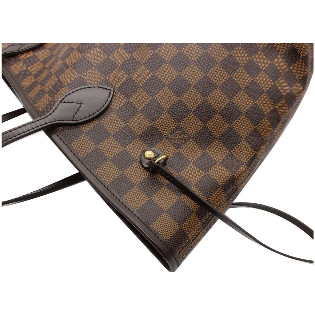 LOUIS VUITTON Neverfull MM Damier Ebene Tote Bag Brown