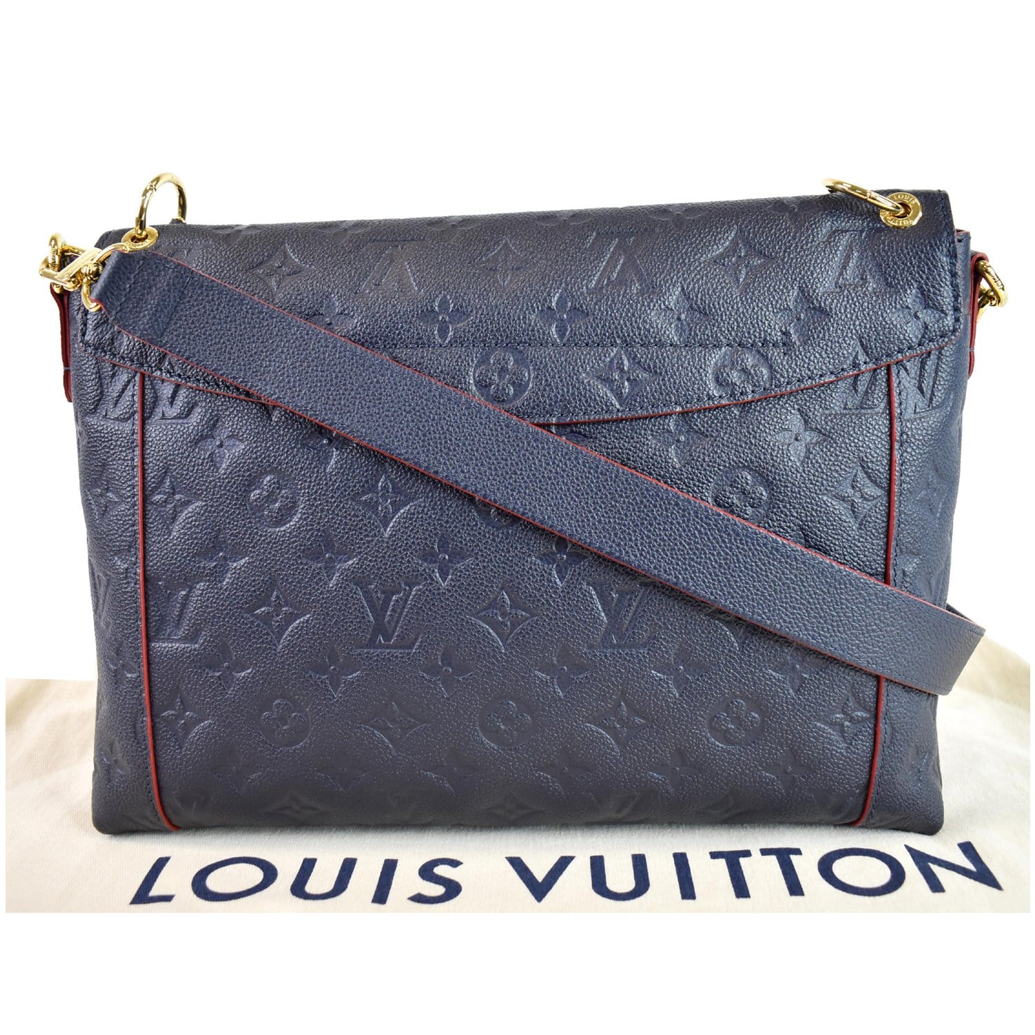 LOUIS VUITTON Blanche MM Empreinte Leather Shoulder Bag Marine