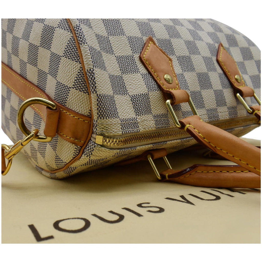 LOUIS VUITTON Speedy 25 Bandouliere Damier Azur Shoulder Bag White