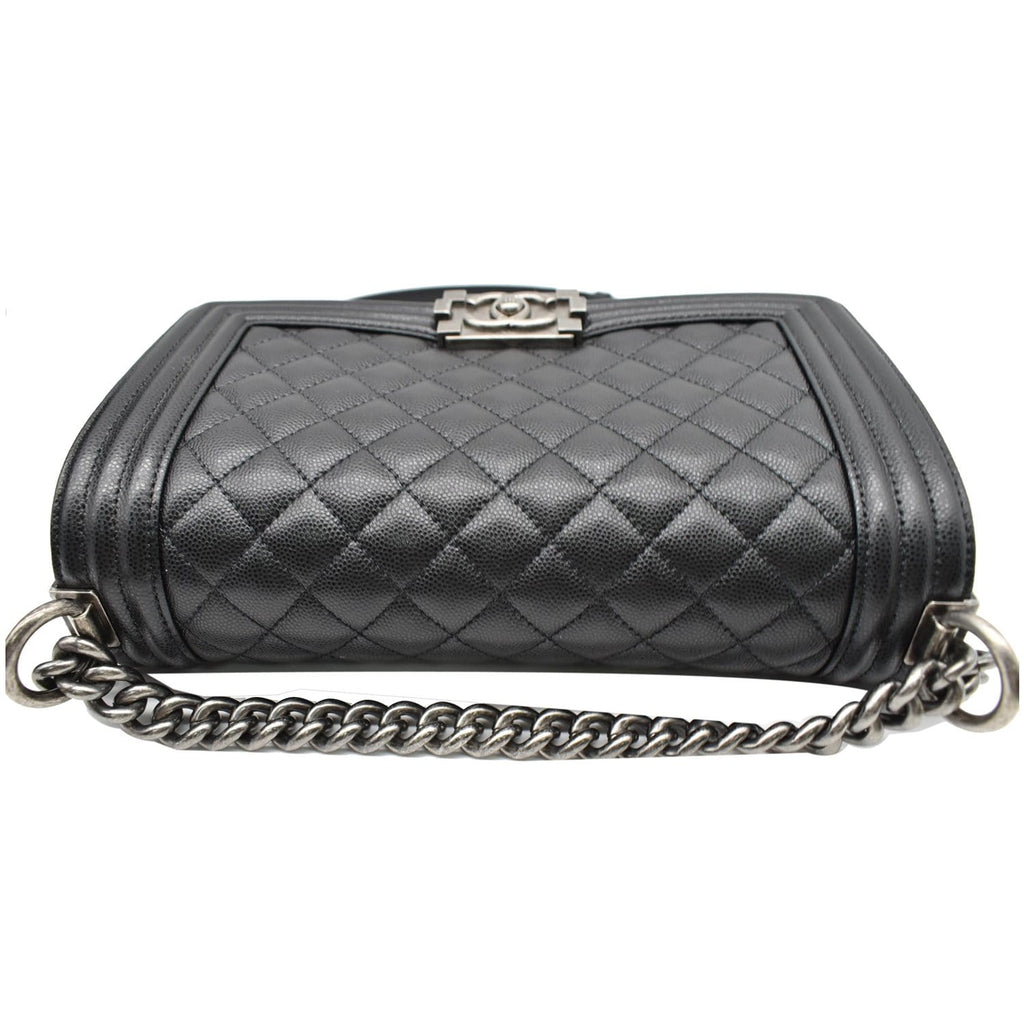 CHANEL Medium Boy Flap Caviar Leather Shoulder Bag Black
