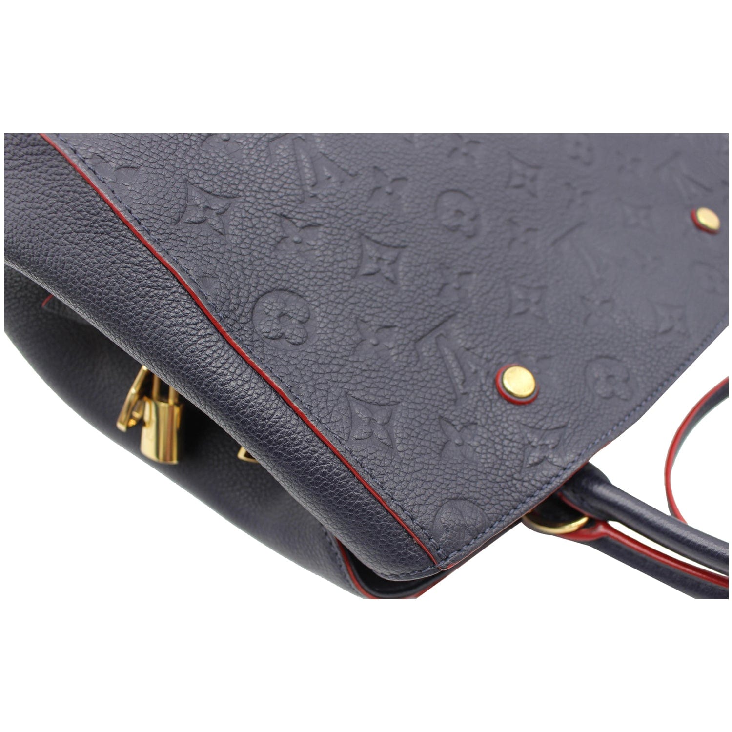 LOUIS VUITTON Montaigne MM Monogram Empreinte Shoulder Bag Navy Blue