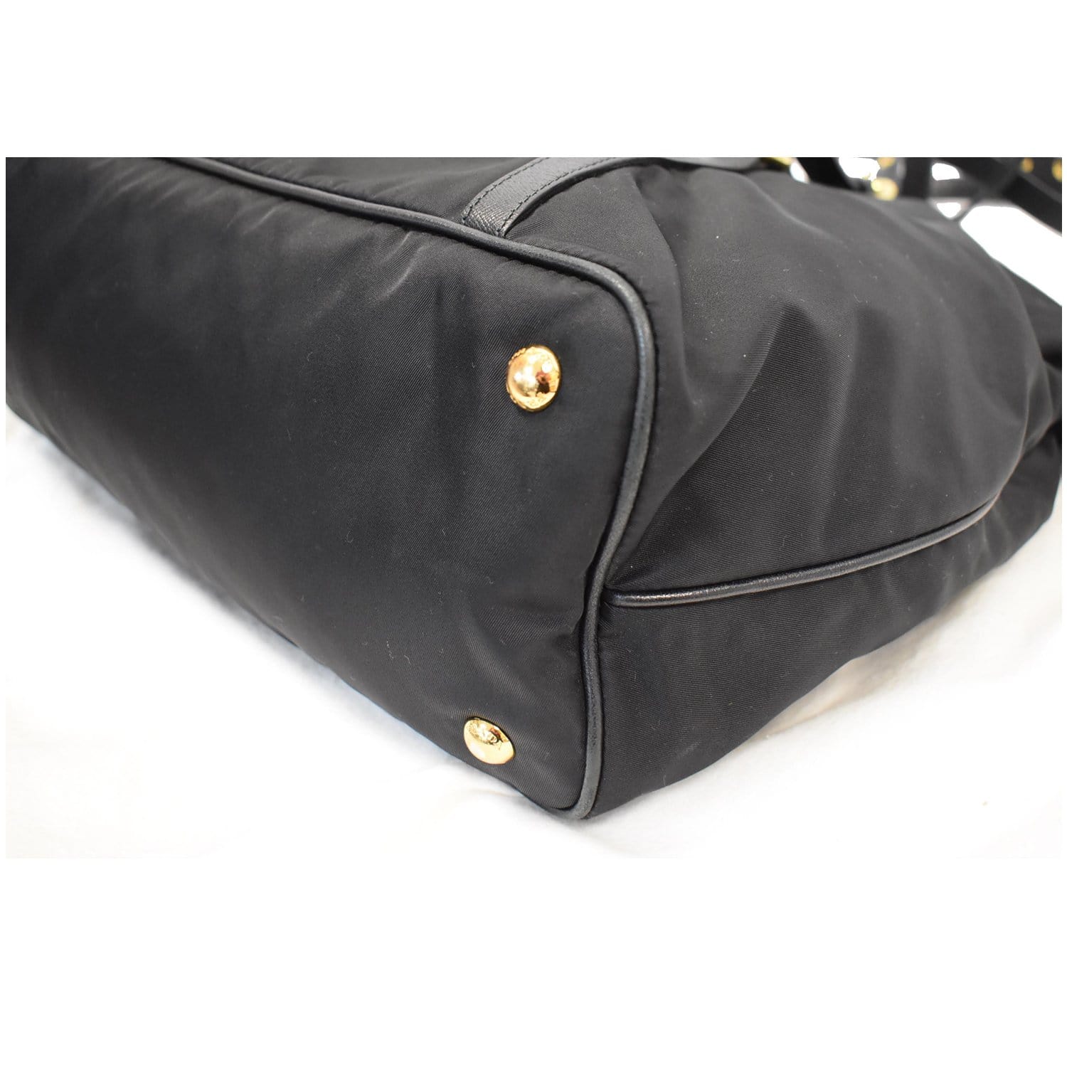PRADA Tessuto Saffiano Nylon Tote Shoulder Bag Black