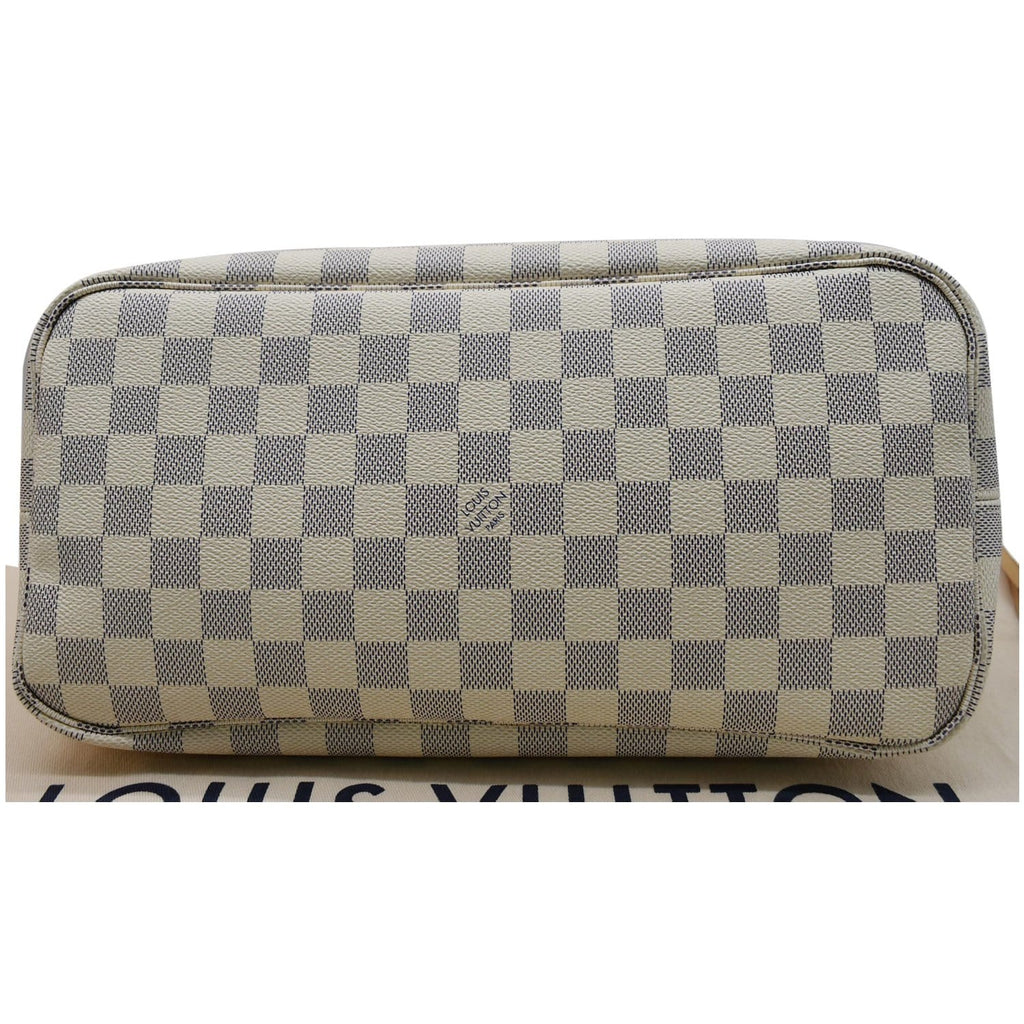 LOUIS VUITTON Neverfull MM Damier Azur Tote Bag Rose Ballerine