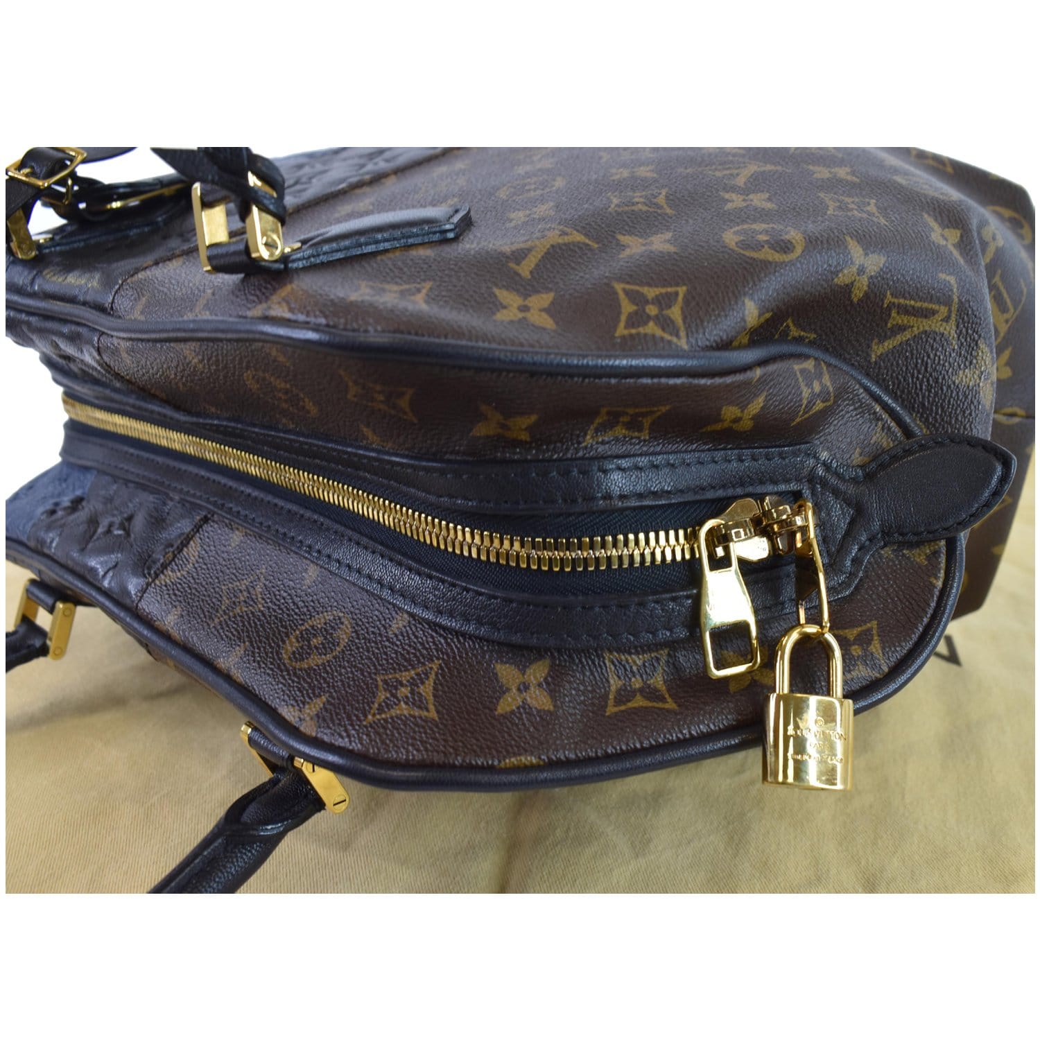 LOUIS VUITTON Blocks Stripes Monogram Leather Tote Bag Tri-Color