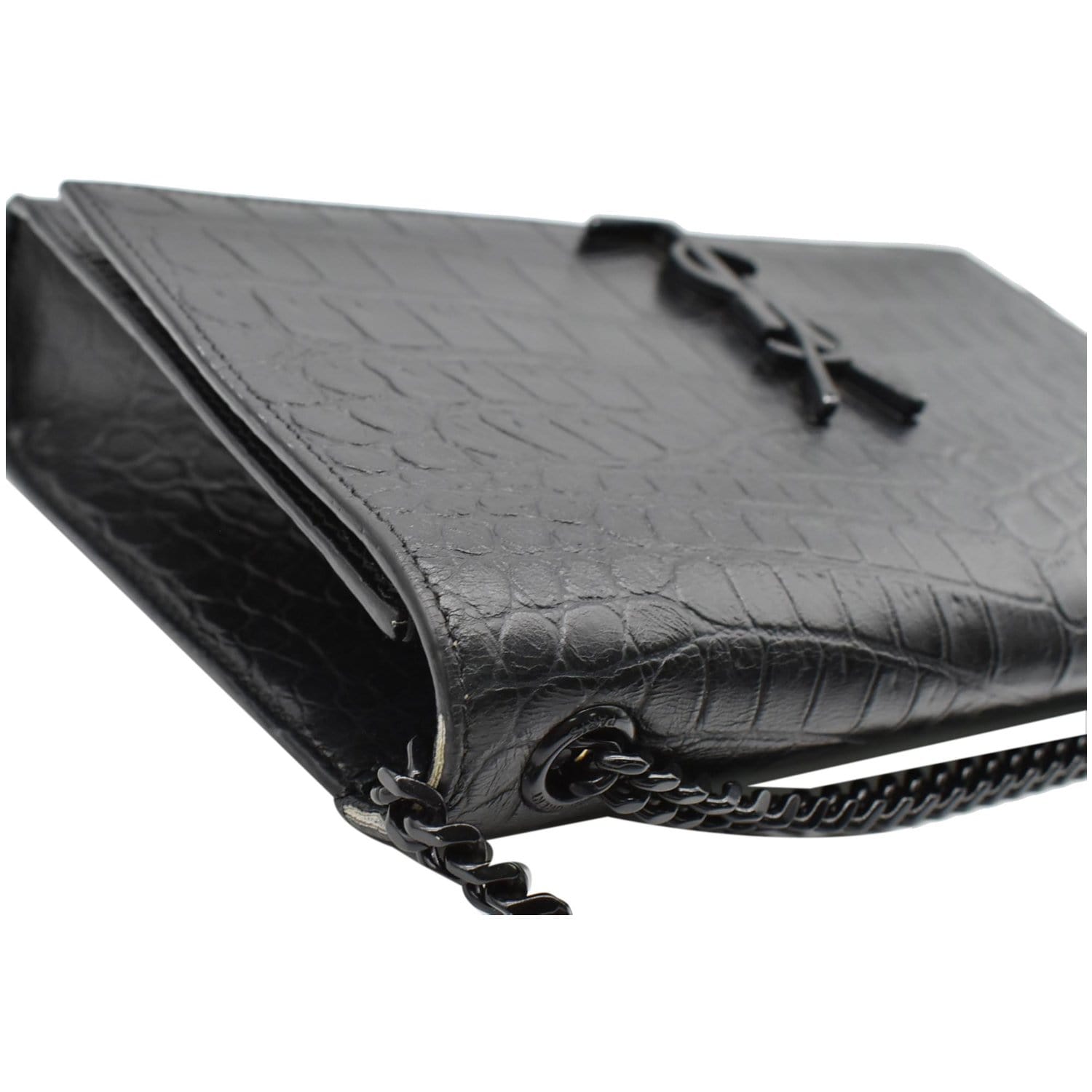 YVES SAINT LAURENT WOC Crocodile-Embossed Shoulder Bag Black  - Hot Deals