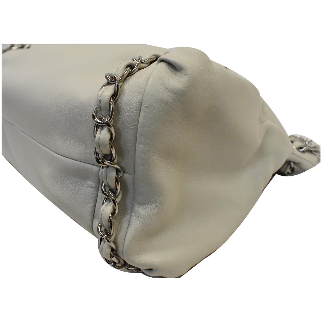 CHANEL Sharpei Large Lambskin Leather Tote Bag White
