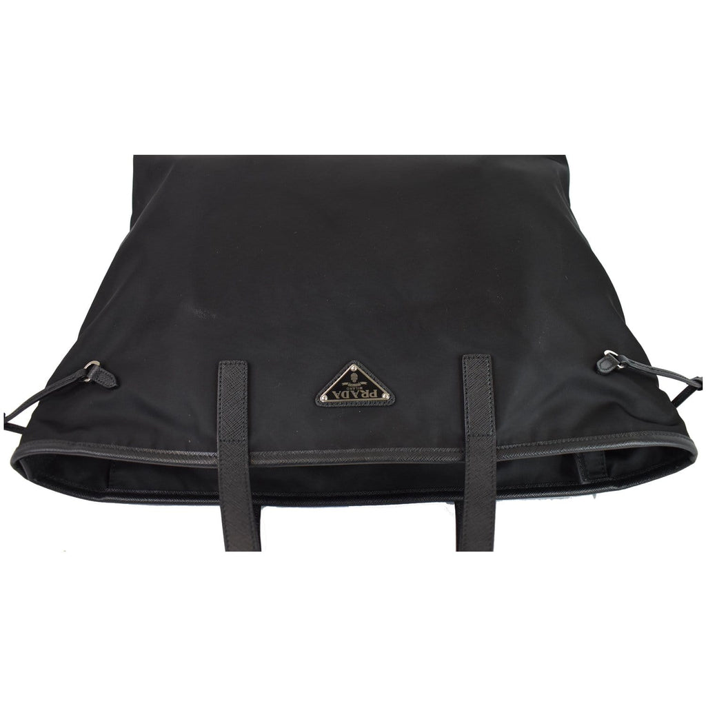 PRADA Vela Side-Cinch Nylon Tote Shoulder Bag Black