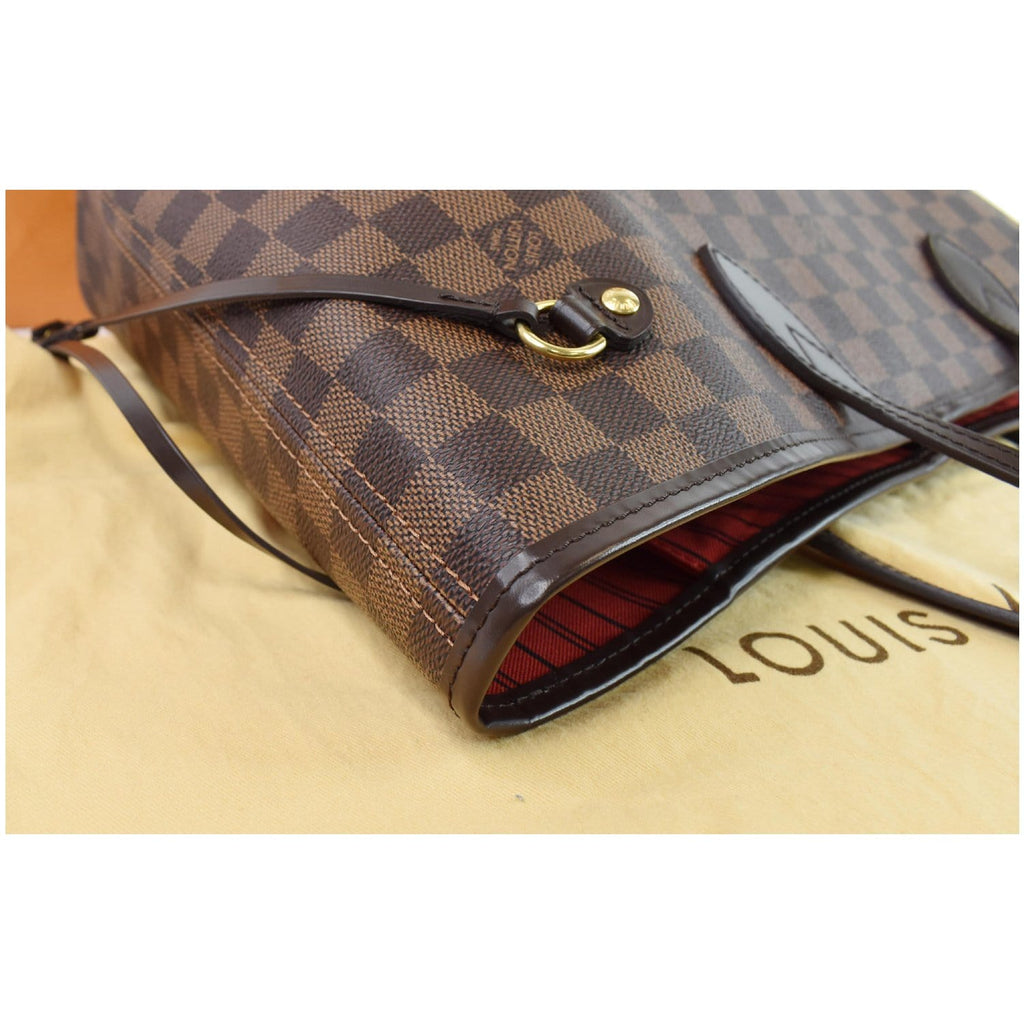 LOUIS VUITTON Neverfull MM Damier Ebene Shoulder Bag Brown