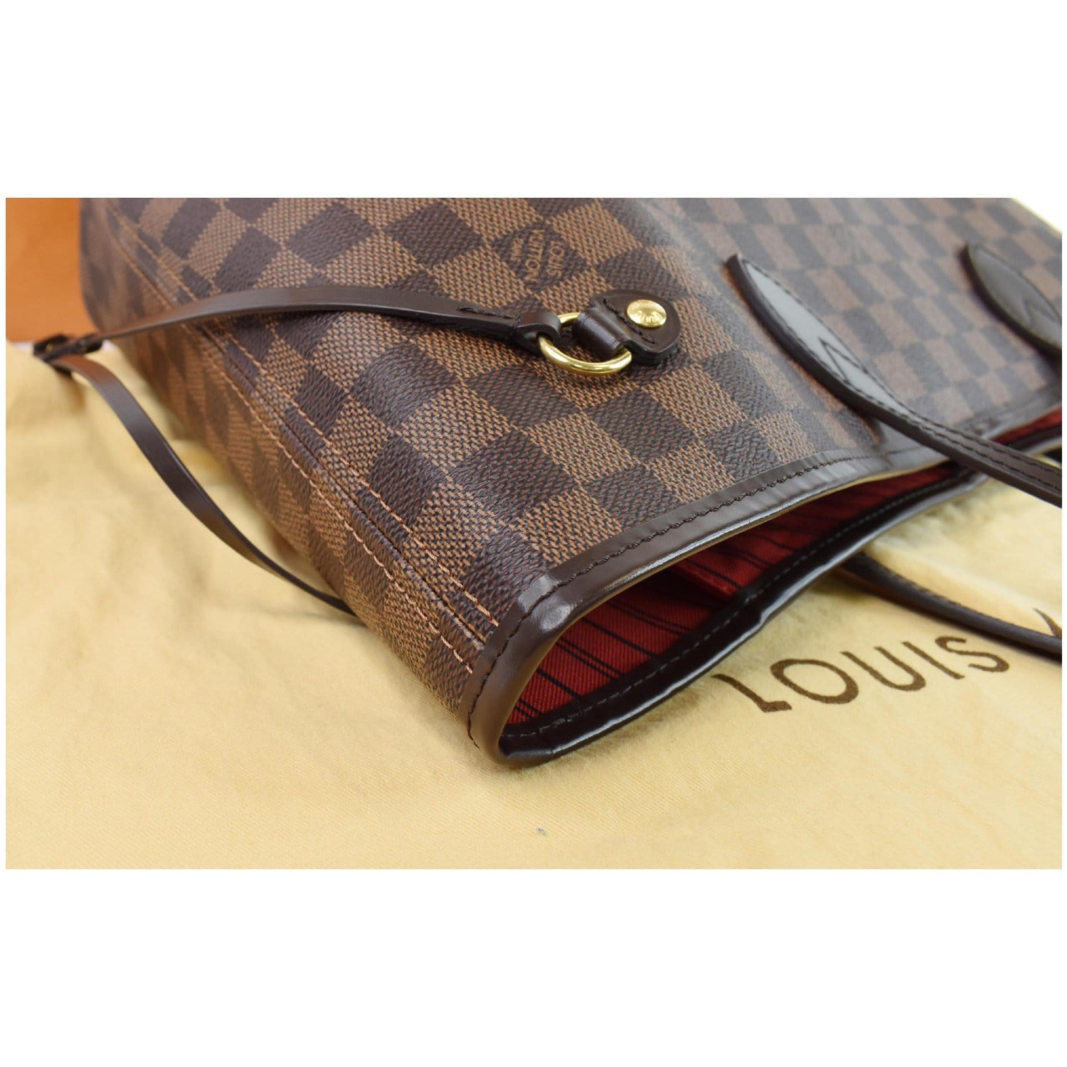LOUIS VUITTON Neverfull MM Damier Ebene Shoulder Bag Brown