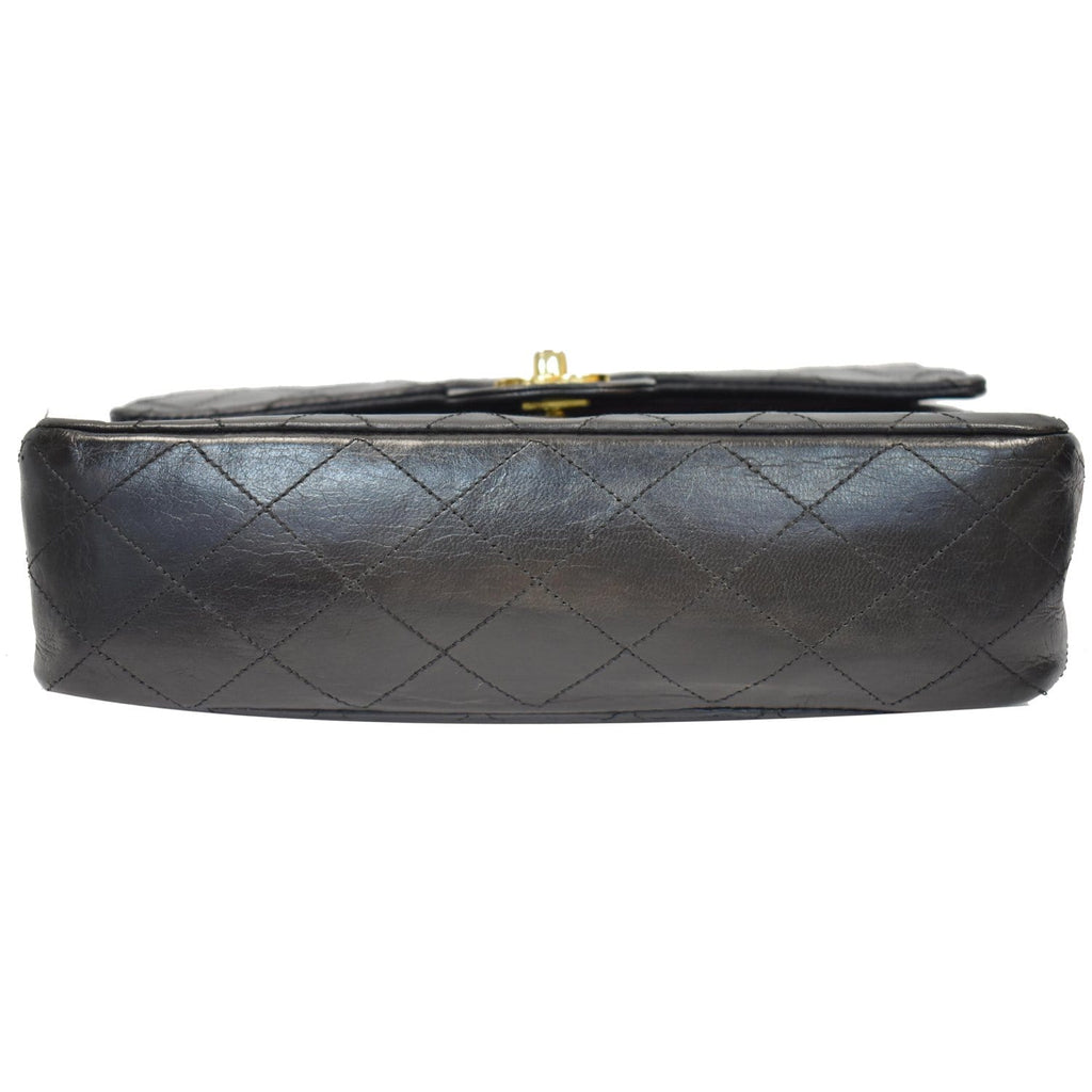 CHANEL CC Vintage Classic Medium Double Flap Calf Shoulder Bag Black