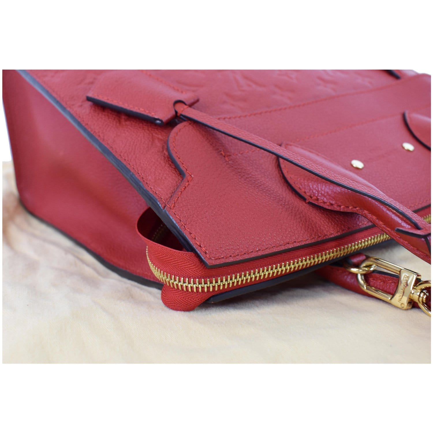 LOUIS VUITTON Pont Neuf Monogram Empreinte Leather Shoulder Bag Red