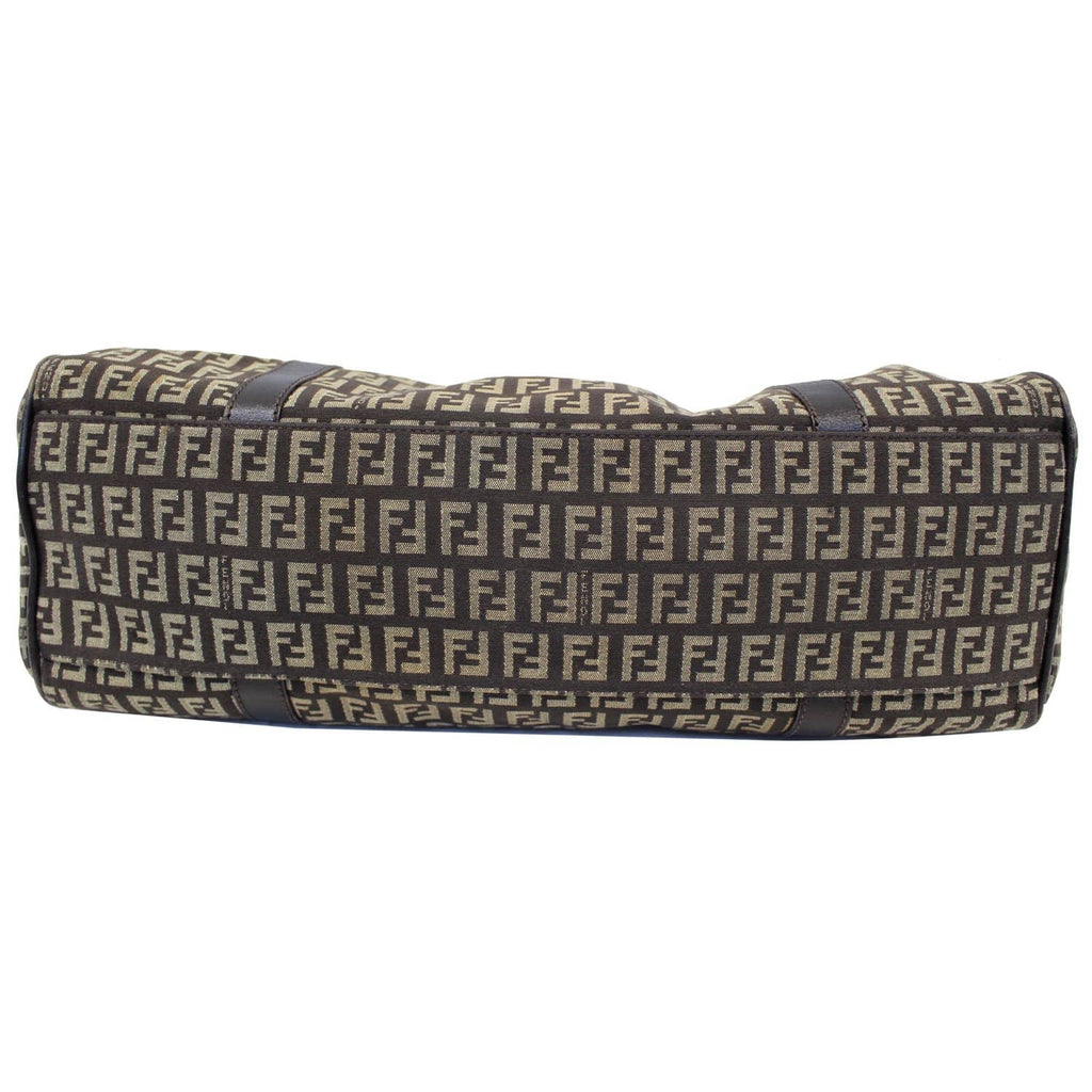 FENDI Zucchino Canvas Shoulder Bag Brown