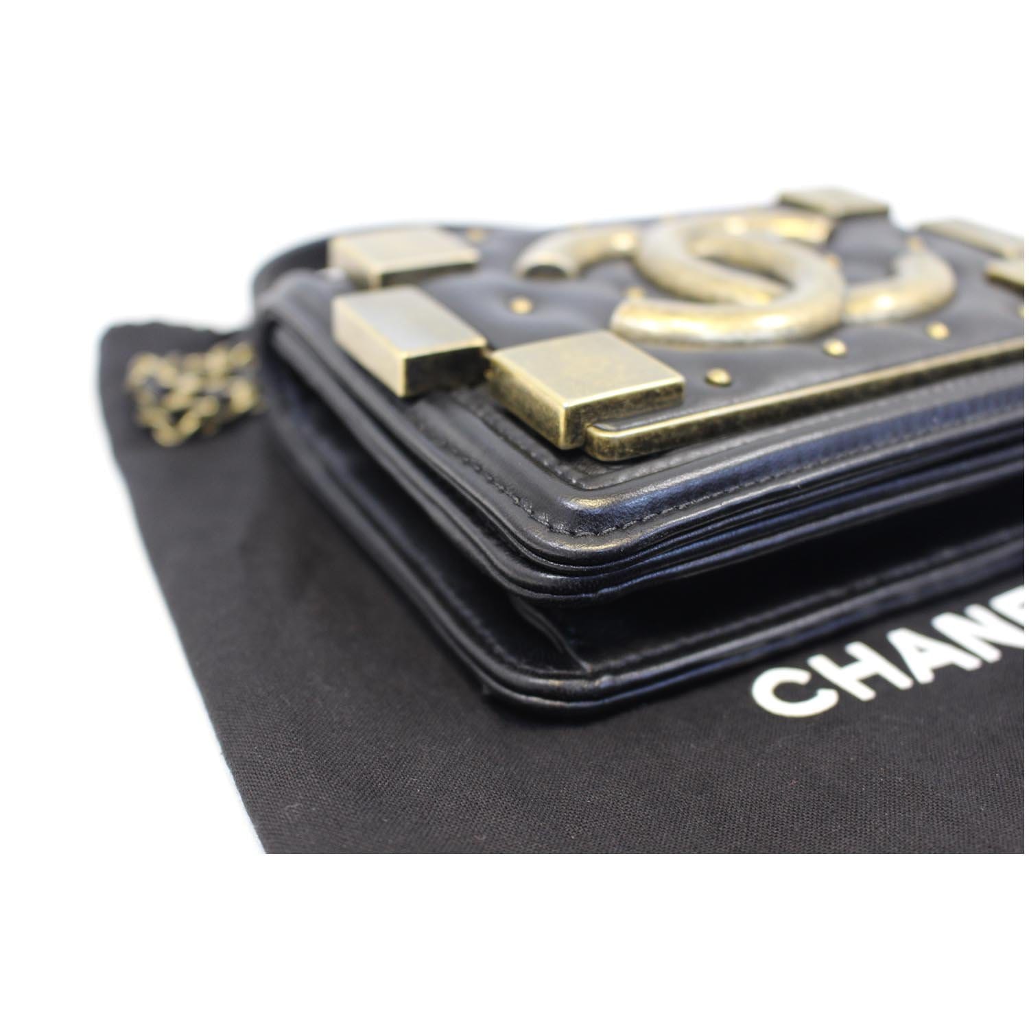 CHANEL Boy Brick Flap Black Leather Shoulder Bag