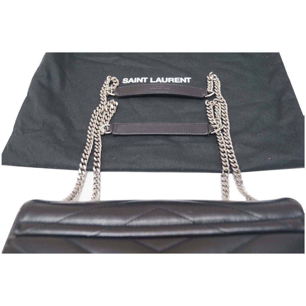 SAINT LAURENT Matelasse Loulou Monogram Calfskin Shoulder Bag Black