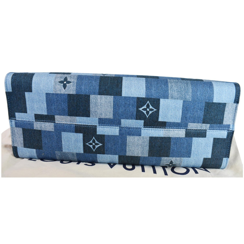LOUIS VUITTON Onthego GM Autres Toiles Monogram Denim Shoulder Bag Blue/Red