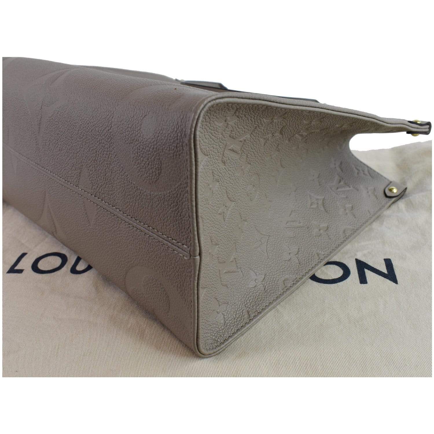 LOUIS VUITTON Onthego MM Monogram Empreinte Shoulder Bag Tourterelle