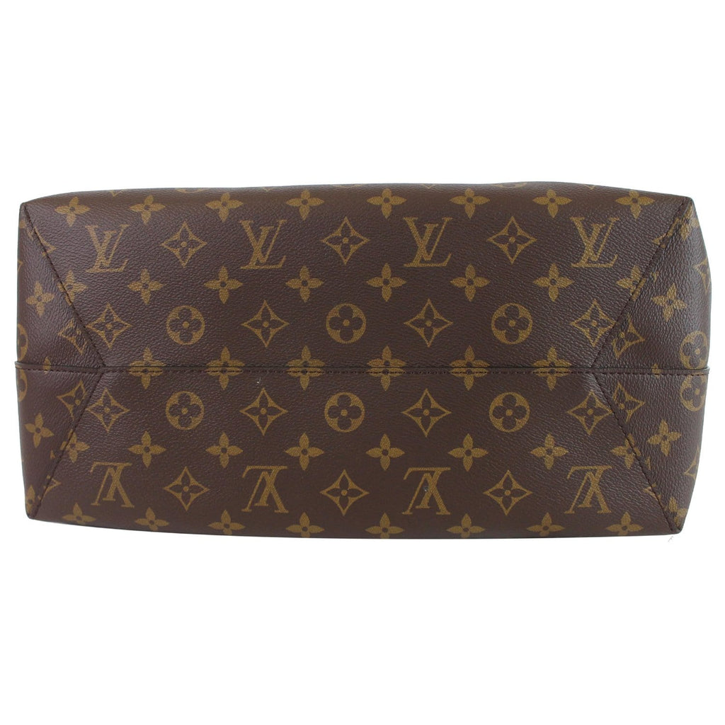 LOUIS VUITTON Flower Monogram Canvas Shoulder Hobo Bag Brown