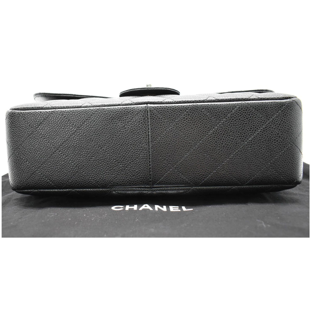 CHANEL Jumbo Classic Single Flap Caviar Leather Shoulder Bag Black