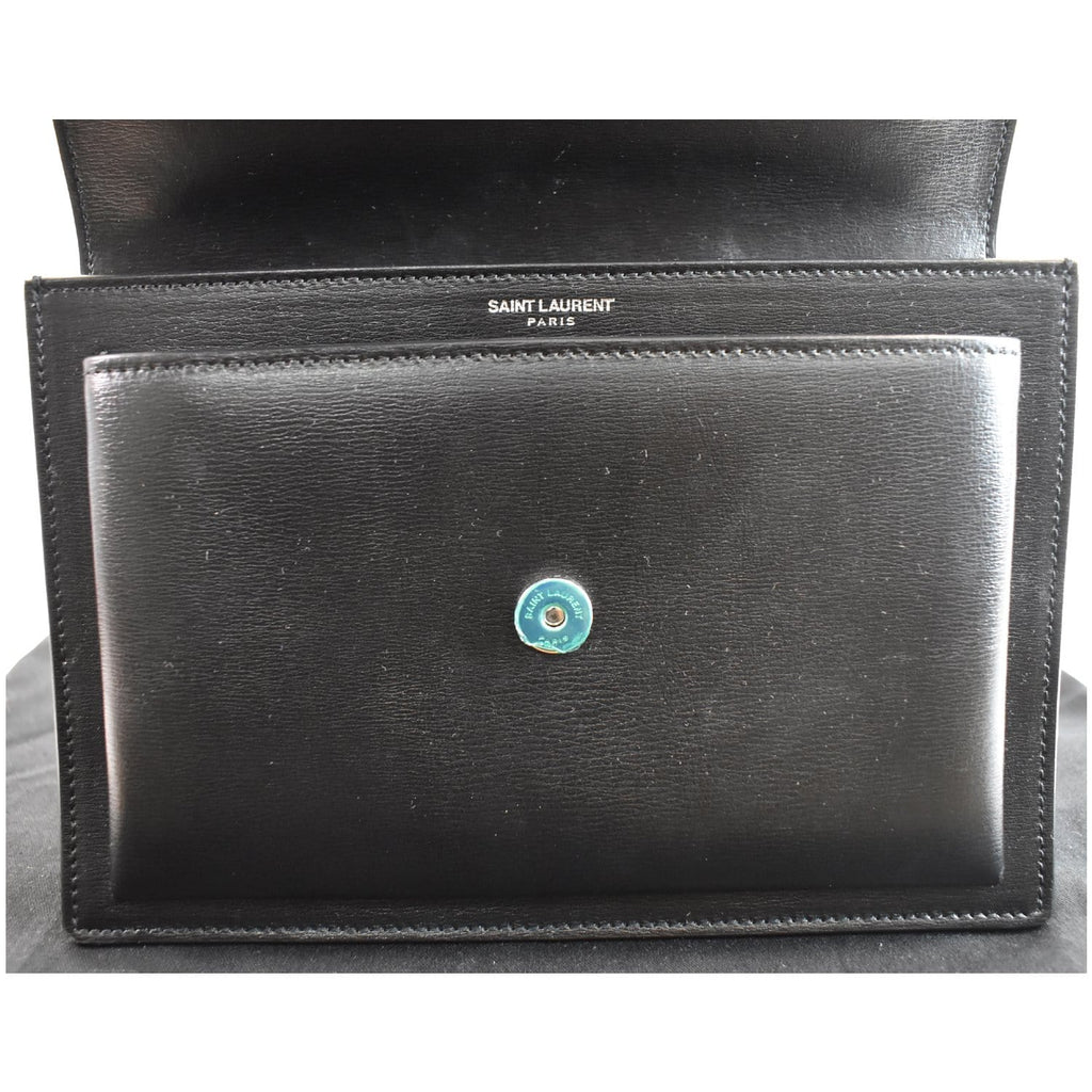 YVES SAINT LAURENT Monogram Sunset Medium Leather Shoulder Bag Black