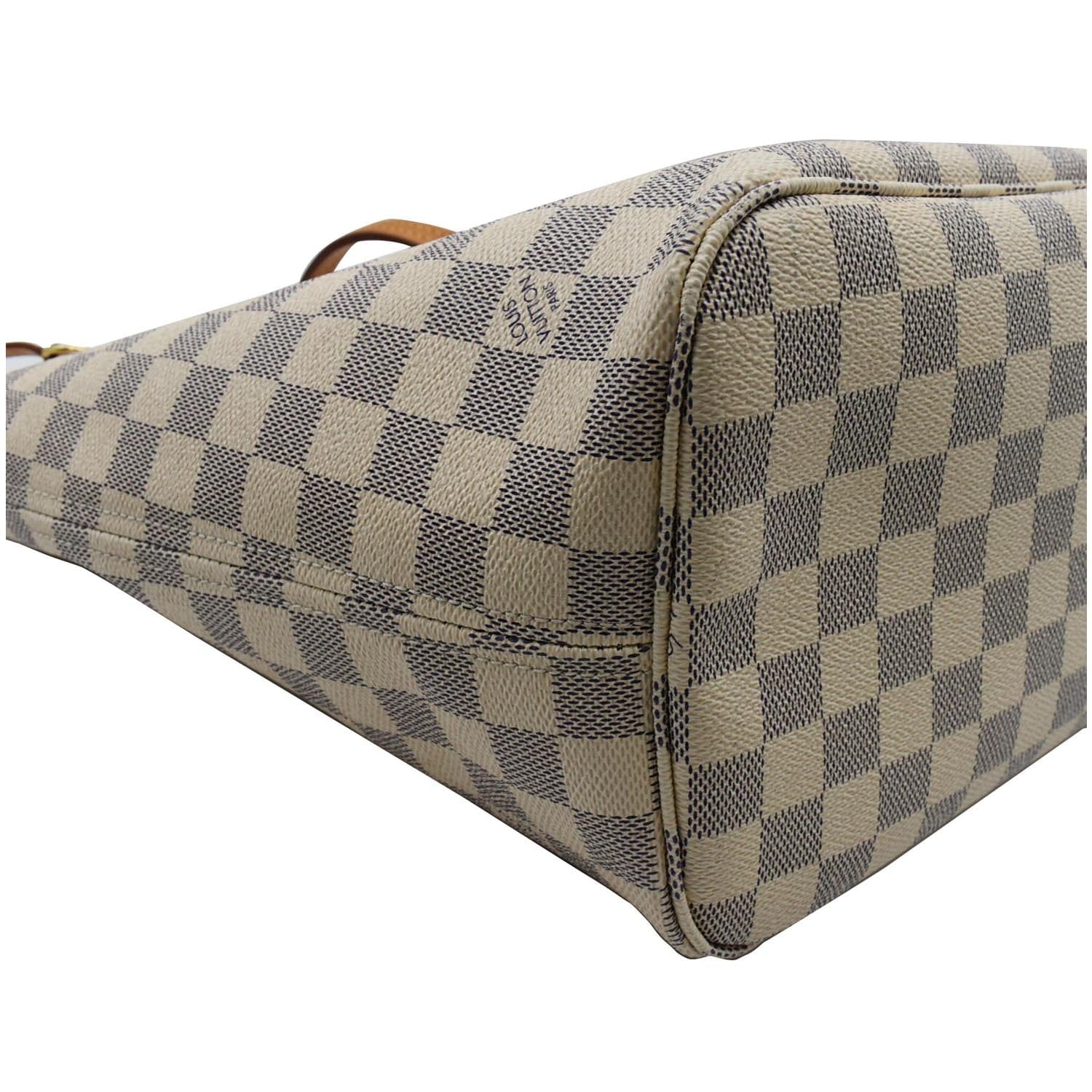 LOUIS VUITTON Neverfull MM Damier Azur Tote Bag White