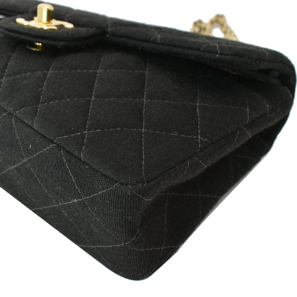 CHANEL Classic Flap Jersey Fabric Shoulder Bag Black