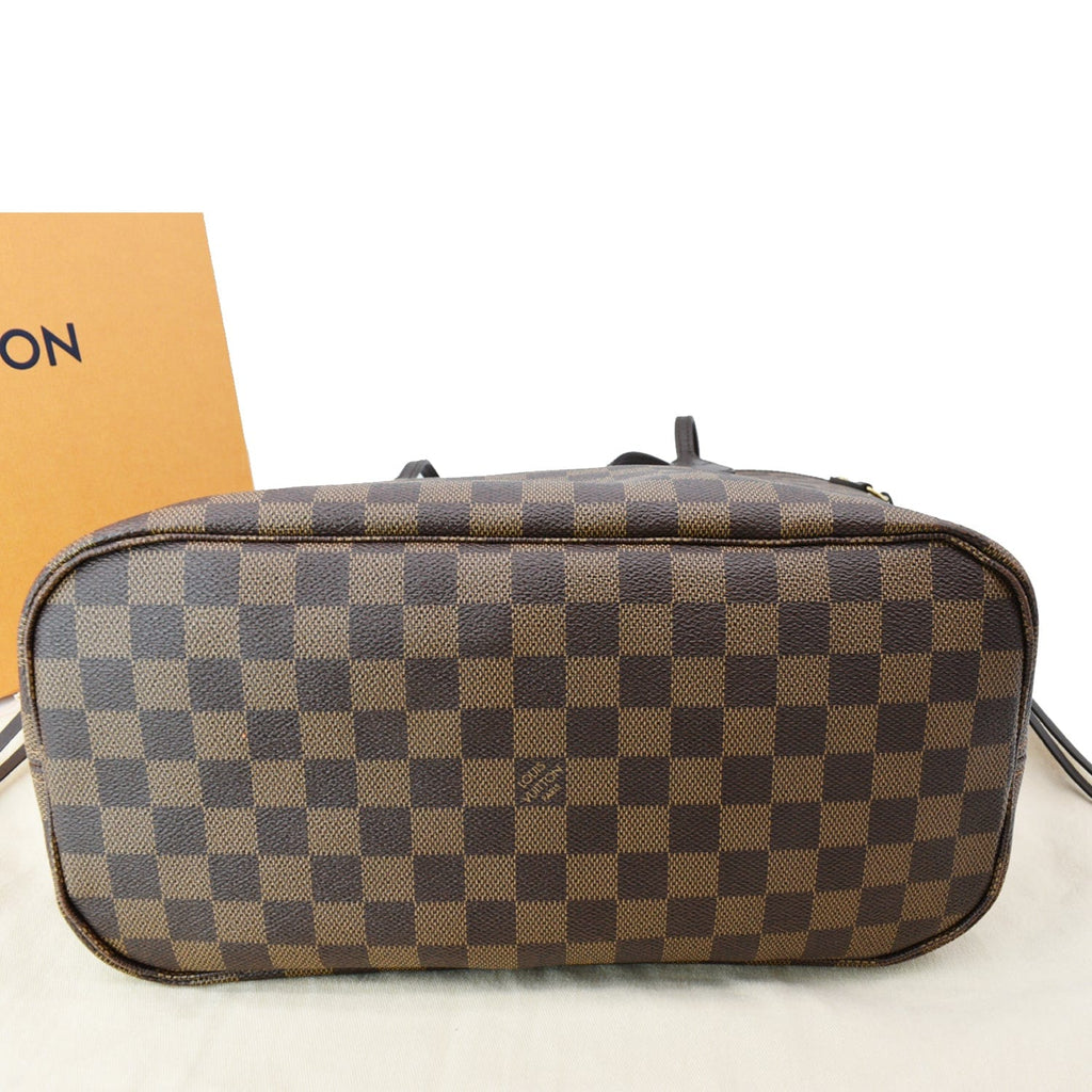 LOUIS VUITTON Neverfull MM Damier Ebene Tote Bag Brown