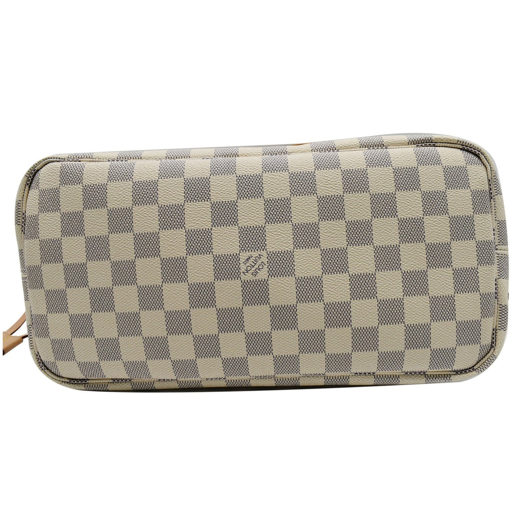 LOUIS VUITTON Neverfull MM Damier Azur Tote Bag Rose Ballerine