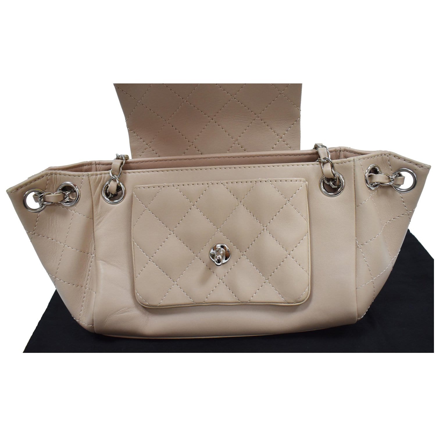 CHANEL CC Accordion Lambskin Leather Shoulder Bag Beige - 10% OFF