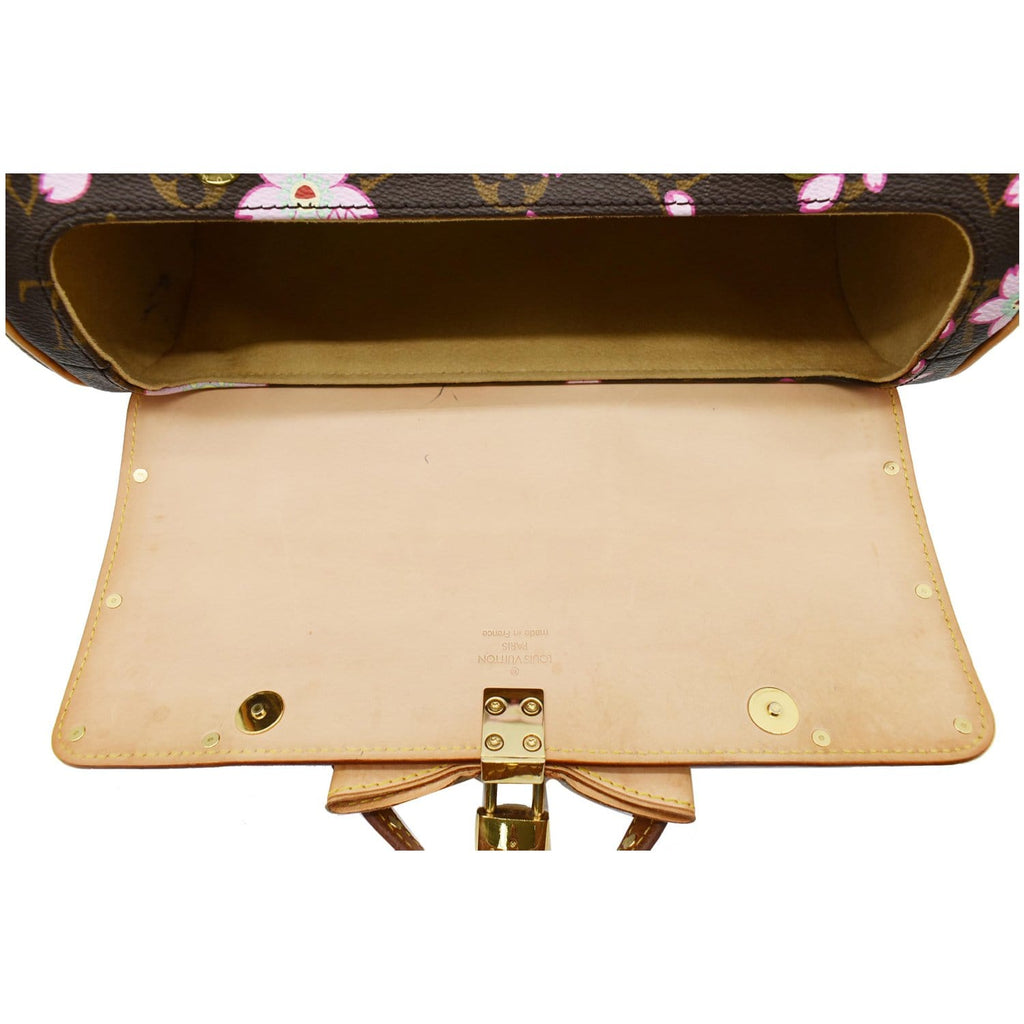 LOUIS VUITTON Papillon Monogram Cherry Blossom Tote Handbag Brown