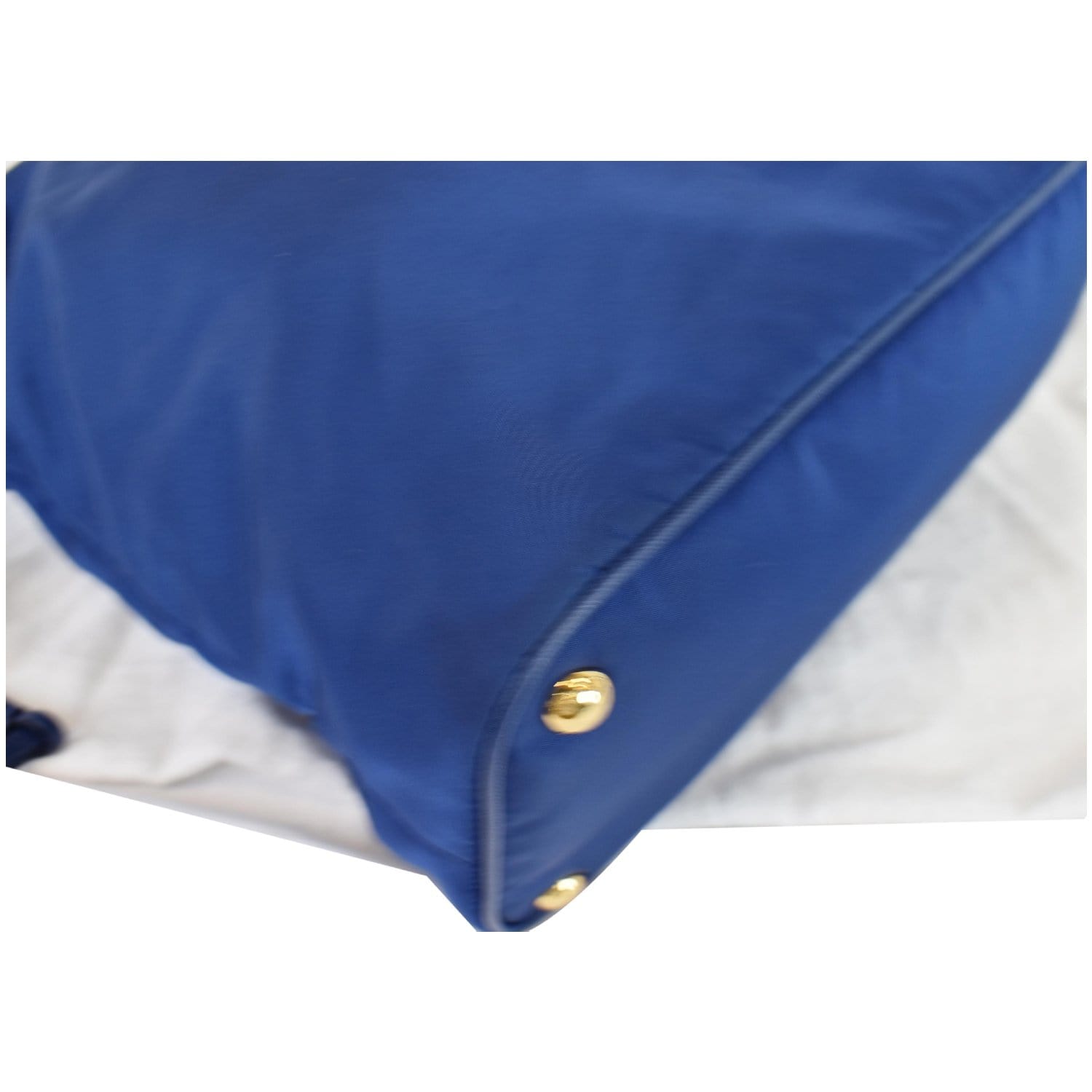 PRADA Tessuto Nylon Saffiano Leather Tote Bag Blue