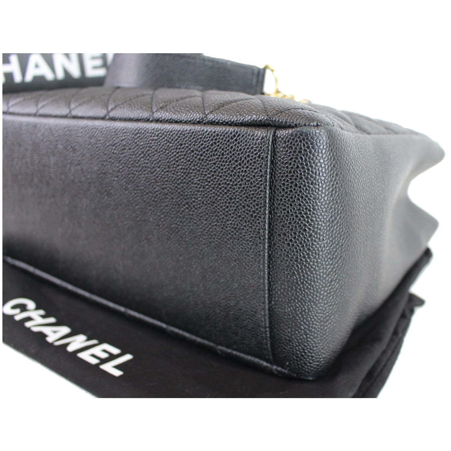 CHANEL Grand Shopping Caviar Leather GST Tote Bag Black