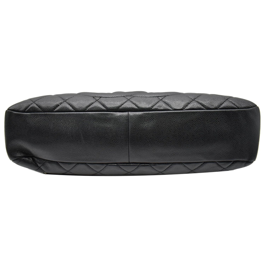 CHANEL Timeless CC Soft Quilted Caviar Leather Shopping Tote Bag Black