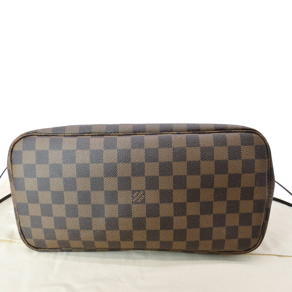 LOUIS VUITTON Neverfull MM Damier Ebene Tote Bag Rose Ballerine