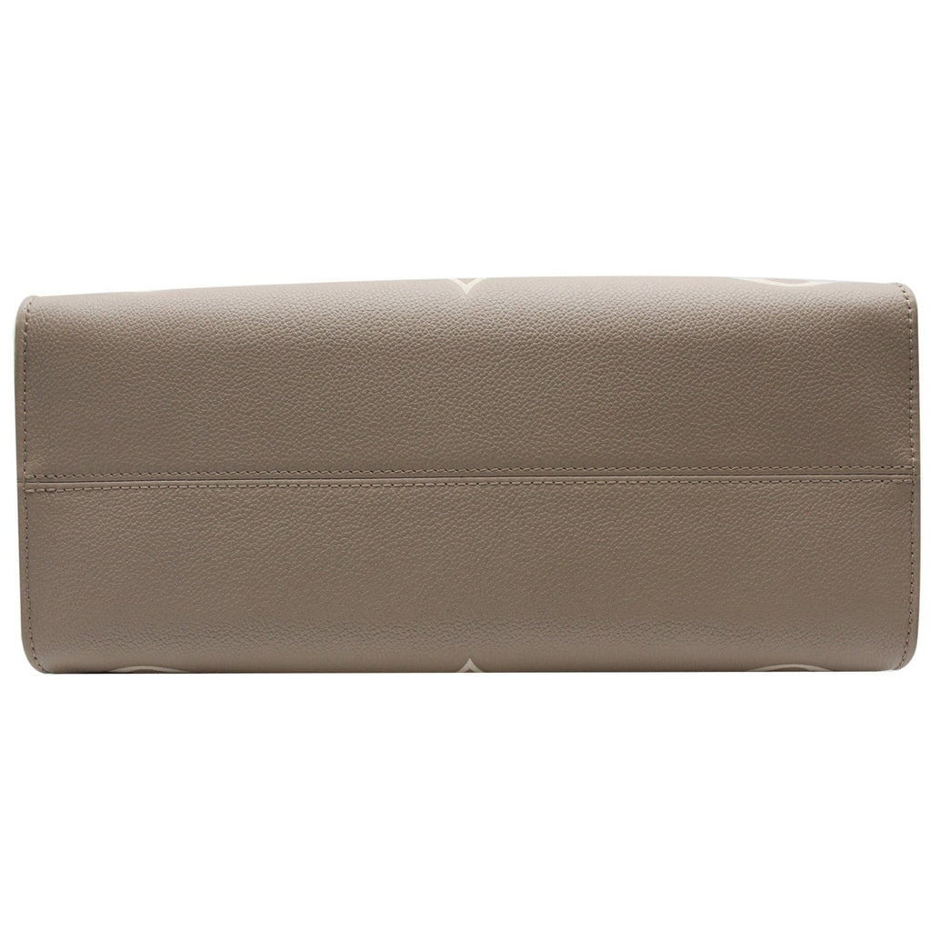 LOUIS VUITTON Onthego MM Giant Monogram Empreinte Shoulder Bag Tourterelle