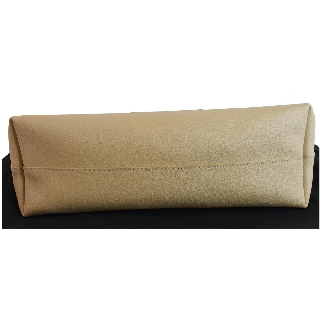 YVES SAINT LAURENT Leather Shopping Tote Bag Beige