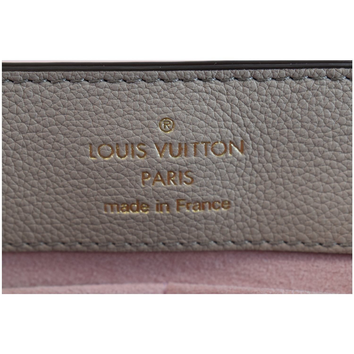 Louis Vuitton Lockme Ever MM Pebbled Leather Shoulder Bag Greige