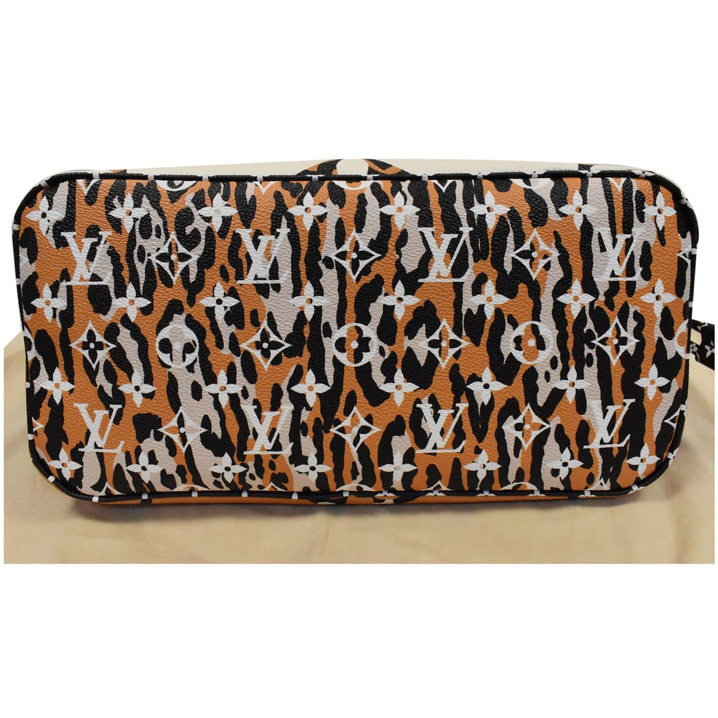 LOUIS VUITTON Neverfull MM Monogram Jungle Shoulder Bag Ivory/Orange