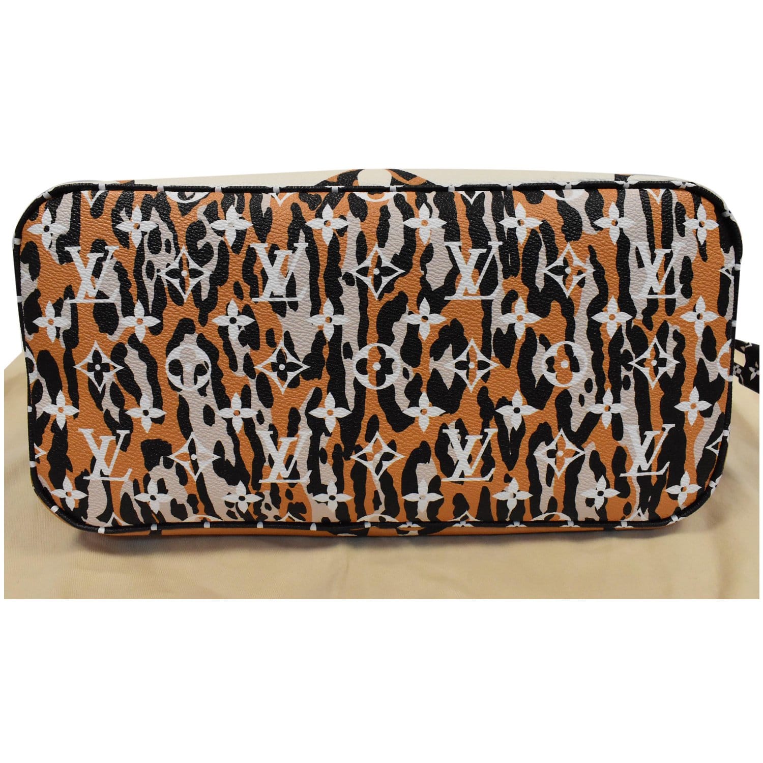 LOUIS VUITTON Neverfull MM Monogram Jungle Shoulder Bag Ivory/Orange