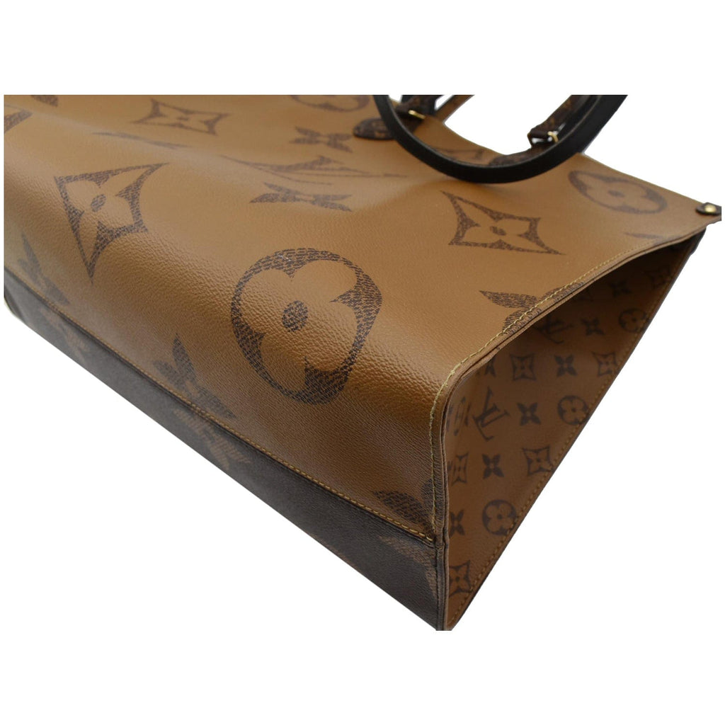 LOUIS VUITTON Onthego GM Giant Monogram Canvas Tote Shoulder Bag Brown