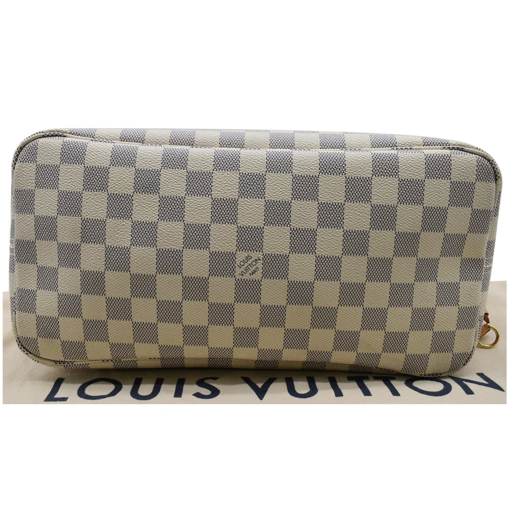 LOUIS VUITTON Neverfull MM Damier Azur Tote Bag Rose Ballerine