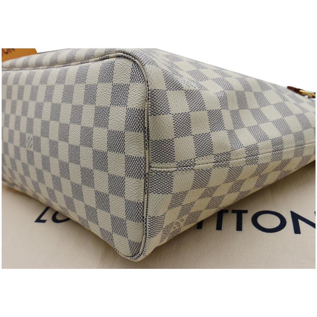 LOUIS VUITTON Neverfull MM Damier Azur Tote Bag Rose Ballerine