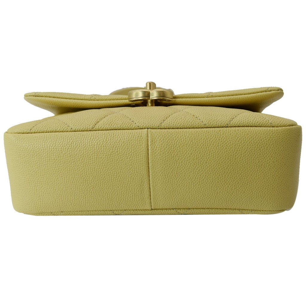 CHANEL Melody Flap Small Quilted Caviar Leather Shoulder Bag Yellow