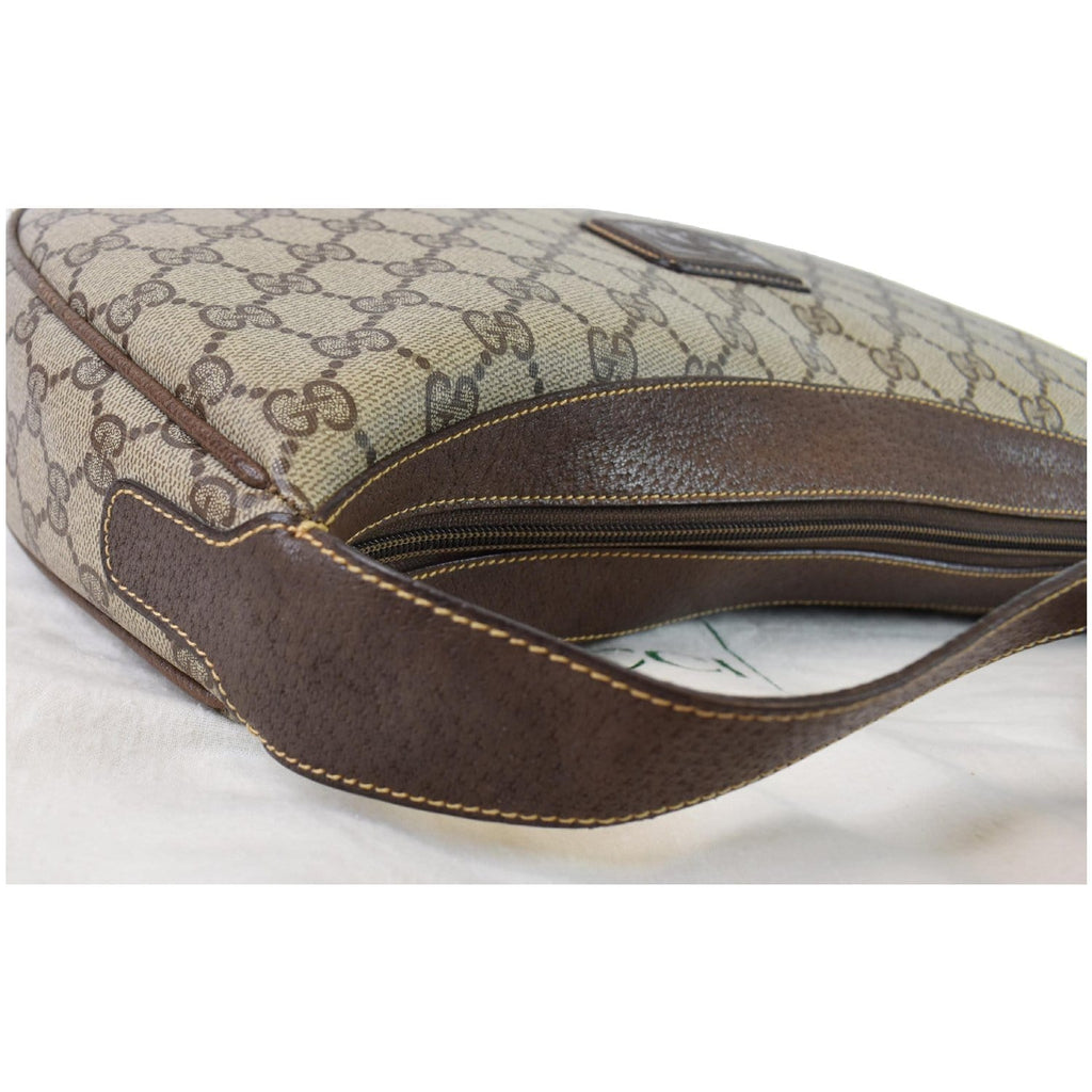 GUCCI Vintage GG Supreme Canvas Shoulder Bag Beige