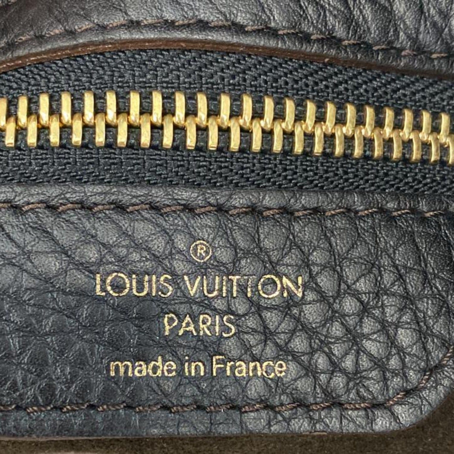 Louis Vuitton Selene MM Mahina Leather Tote Shoulder Bag Black Noir